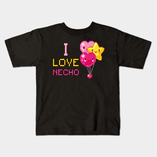 I Love Necho Pink 8 Bit Heart And Yellow Star Kids T-Shirt by Pharaoh Shop